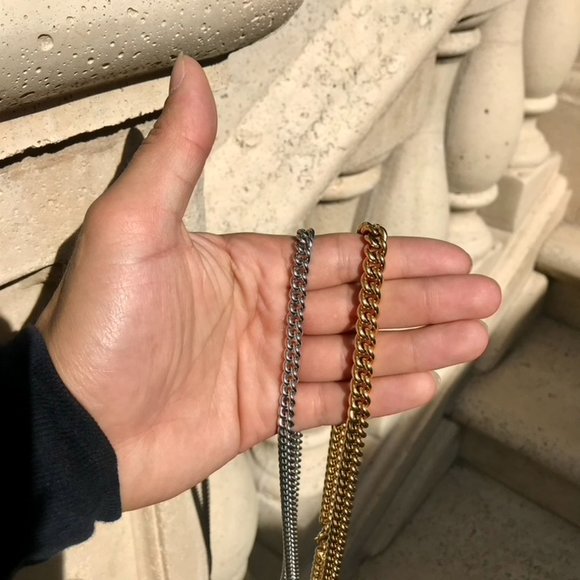 Men's Silver Curb Chain Cuban Link Necklace Gold Curb Chain Mens Choker Chain - Picture 5 of 7